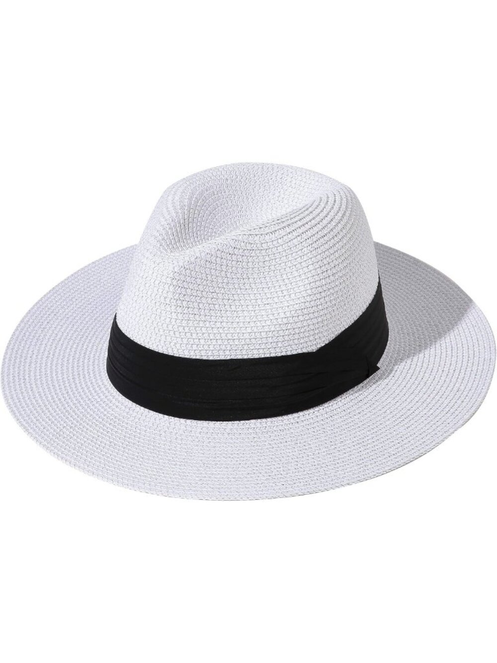 Wide Brim Straw Panama Hat - Roll Up Fedora for Beach & Sun Protection UPF50
